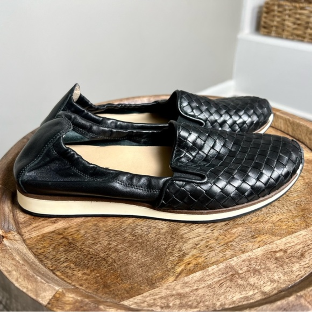 Black Woven Slip-On Sneakers for Women